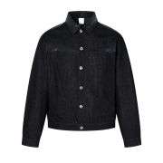 Heavyweight Vintage Washed Raw Denim Croc-Embossed Patchwork Workwear Jacket