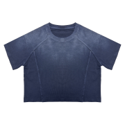Light Tumble Monkey Wash Gradient Casual Loose Fit Top Crew Neck Cropped T-Shirt