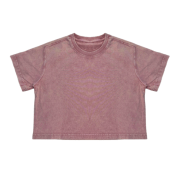 Snow Washed Round Neck Cropped Short Sleeve T-Shirt