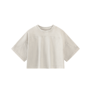 Snow Washed Vintage Crew Neck Drop Shoulder Cropped T-Shirt