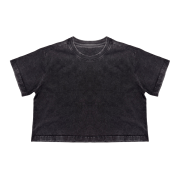 Inside-Out Tumble Washed Round Neck Cropped Short Sleeve T-Shirt