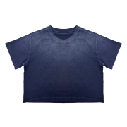 Light Tumble Monkey Wash Gradient Round Neck Cropped Short Sleeve T-Shirt