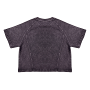 Snow Washed Raglan Sleeve Round Neck Cropped T-Shirt