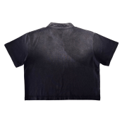 Light Tumble Monkey Wash Gradient Qipao Collar Short Sleeve Cropped T-Shirt