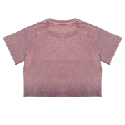 Snow Washed Round Neck Cropped Short Sleeve T-Shirt
