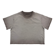 Inside-Out Tumble Washed Round Neck Cropped Short Sleeve T-Shirt