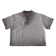 Inside-Out Tumble Washed Qipao Collar Short Sleeve Cropped T-Shirt
