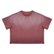 Light Tumble Monkey Wash Gradient Round Neck Cropped Short Sleeve T-Shirt
