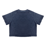 Snow Washed Raglan Sleeve Round Neck Cropped T-Shirt