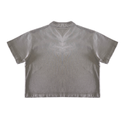 Light Tumble Monkey Wash Gradient Qipao Collar Short Sleeve Cropped T-Shirt
