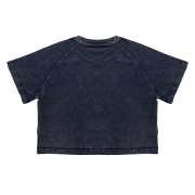 Snow Washed Round Neck Cropped Short Sleeve T-Shirt