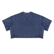 Snow Washed Casual Loose Fit Top Crew Neck Cropped T-Shirt