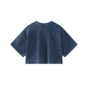 Snow Washed Vintage Crew Neck Drop Shoulder Cropped T-Shirt