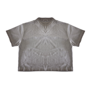 Inside-Out Tumble Washed Qipao Collar Short Sleeve Cropped T-Shirt