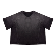 Light Tumble Monkey Wash Gradient Casual Loose Fit Top Crew Neck Cropped T-Shirt