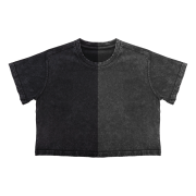 Snow Washed Round Neck Cropped Short Sleeve T-Shirt