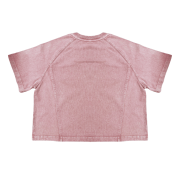 Snow Washed Raglan Sleeve Round Neck Cropped T-Shirt