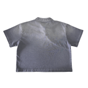 Light Tumble Monkey Wash Gradient Qipao Collar Short Sleeve Cropped T-Shirt