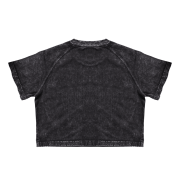 Snow Washed Round Neck Cropped Short Sleeve T-Shirt