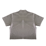 Snow Washed Qipao Collar Short Sleeve Cropped T-Shirt