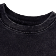 Snow Washed Casual Loose Fit Top Crew Neck Cropped T-Shirt
