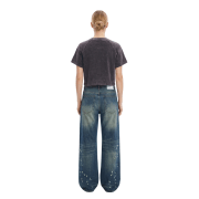 Snow Washed Round Neck Cropped Short Sleeve T-Shirt