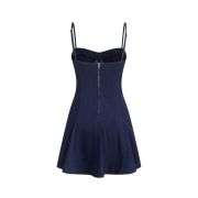 Stretch Denim Sweetheart Ruffle Cami Mini Dress