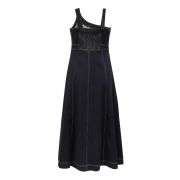 Women’s Asymmetrical Shoulder Strap Long Denim Dress