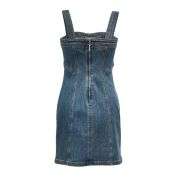Women’s Rhinestone Lace-Up Denim Cami Mini Dress