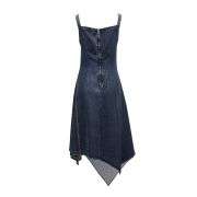 Women’s Irregular Waist-Cinched Denim Cami Dress
