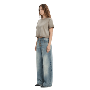 Inside-Out Tumble Washed Round Neck Cropped Short Sleeve T-Shirt
