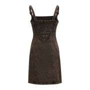 Women’s Vintage Washed High-Waist Denim Cami Mini Dress