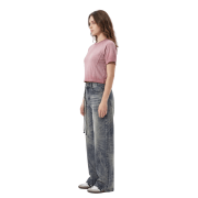 Inside-Out Tumble Washed Raglan Sleeve Round Neck Cropped T-Shirt