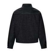 Heavyweight Vintage Washed Raw Denim Croc-Embossed Patchwork Workwear Jacket