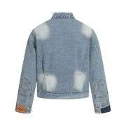 Men’s Structured Washed Distressed Stand Collar Jacket