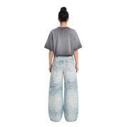 Inside-Out Tumble Washed Vintage Crew Neck Drop Shoulder Cropped T-Shirt