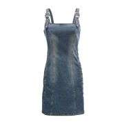 Women’s Vintage Washed High-Waist Denim Cami Mini Dress