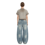 Inside-Out Tumble Washed Round Neck Cropped Short Sleeve T-Shirt