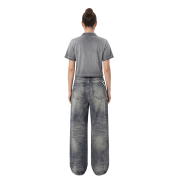 Inside-Out Tumble Washed Qipao Collar Short Sleeve Cropped T-Shirt