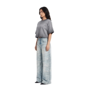 Inside-Out Tumble Washed Vintage Crew Neck Drop Shoulder Cropped T-Shirt
