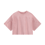 Snow Washed Vintage Crew Neck Drop Shoulder Cropped T-Shirt