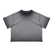 Inside-Out Tumble Washed Round Neck Cropped Short Sleeve T-Shirt