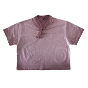 Inside-Out Tumble Washed Qipao Collar Short Sleeve Cropped T-Shirt