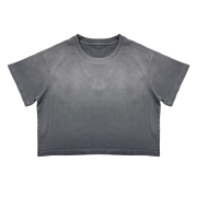 Light Tumble Monkey Wash Gradient Round Neck Cropped Short Sleeve T-Shirt
