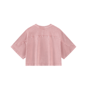 Snow Washed Vintage Crew Neck Drop Shoulder Cropped T-Shirt