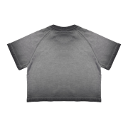 Inside-Out Tumble Washed Round Neck Cropped Short Sleeve T-Shirt