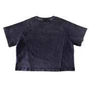 Inside-Out Tumble Washed Raglan Sleeve Round Neck Cropped T-Shirt