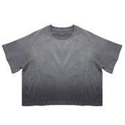 Light Tumble Monkey Wash Gradient Casual Loose Fit Top Crew Neck Cropped T-Shirt