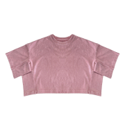 Snow Washed Casual Loose Fit Top Crew Neck Cropped T-Shirt