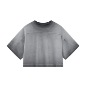 Inside-Out Tumble Washed Vintage Crew Neck Drop Shoulder Cropped T-Shirt